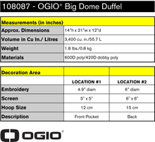 Load image into Gallery viewer, Sault Sabercats OGIO Big Dome Duffel