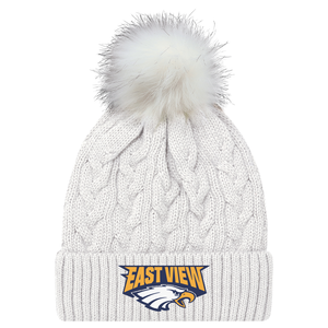 East View STAFF Faux Fur Pom Pom Toque