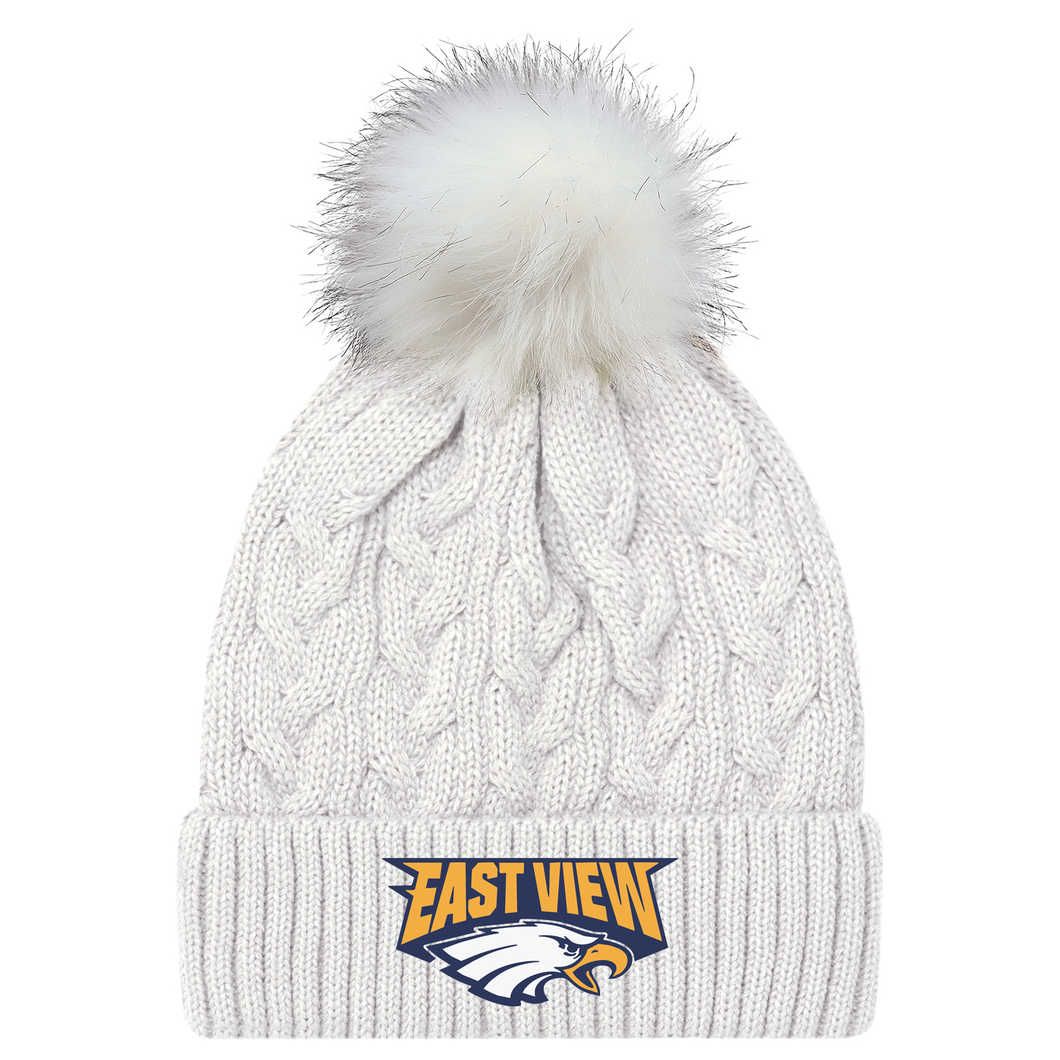 East View STAFF Faux Fur Pom Pom Toque