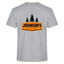 Load image into Gallery viewer, Johnson&#39;s RV and Auto Everyday Ring Spun Cotton Tee (FLC Logo No Trees + Full Back Logo With Trees)