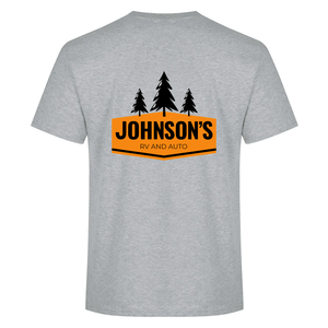 Johnson's RV and Auto Everyday Ring Spun Cotton Tee (FLC Logo No Trees + Full Back Logo With Trees)