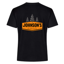 Load image into Gallery viewer, Johnson&#39;s RV and Auto Everyday Ring Spun Cotton Tee (FLC Logo No Trees + Full Back Logo With Trees)