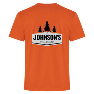 Johnson's RV and Auto Everyday Ring Spun Cotton Tee (FLC Logo No Trees + Full Back Logo With Trees)