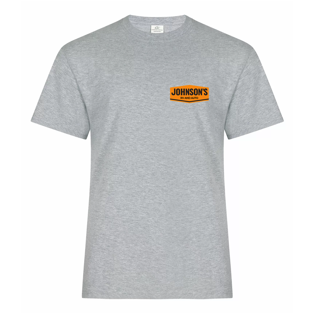 Johnson's RV and Auto Everyday Ring Spun Cotton Tee (FLC Logo No Trees + Full Back Logo With Trees)