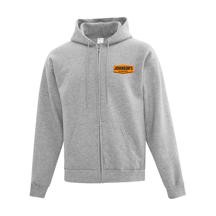 Johnson's RV and Auto Everyday Fleece Hooded Full Zip Sweatshirt (FLC Logo No Trees + Full Back Logo With Trees)