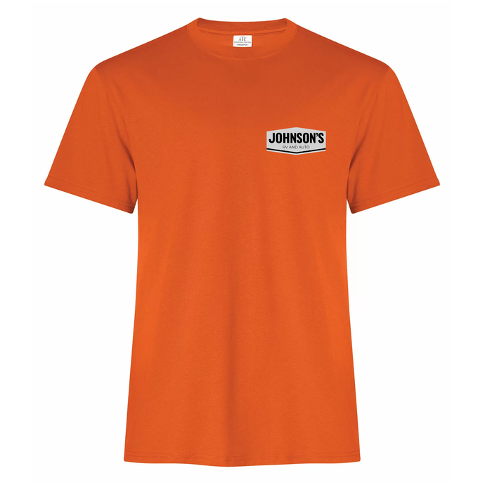 Johnson's RV and Auto Everyday Ring Spun Cotton Tee (FLC Logo No Trees + Full Back Logo With Trees)