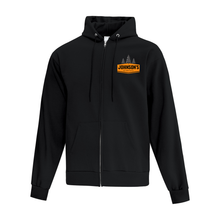Load image into Gallery viewer, Johnson&#39;s RV and Auto Everyday Fleece Hooded Full Zip Sweatshirt (FLC Logo With Trees)