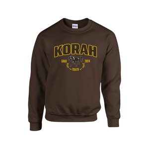 Korah Grad 2024 Fleece Crewneck Sweater with Appliqué & Embroidered Image