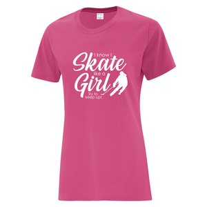 Ringette Club 'Try To Keep Up' Everyday Cotton Ladies Tee