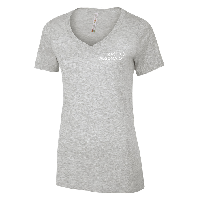 ETFO Algoma OT Ring Spun Cotton V-Neck Ladies Tee (FLC White Logo)